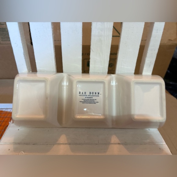 Rae Dunn White Triple Dish with Pumpkin Design - Picture 2 of 2